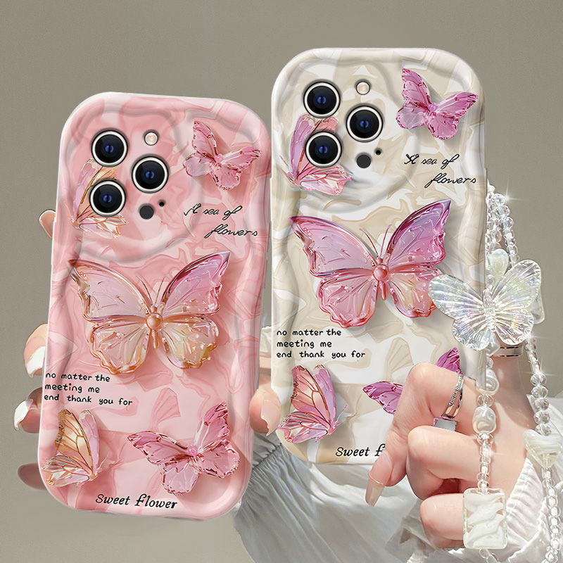 适用英文蝴蝶苹果16E手机壳iPhone15promax硅胶14plus女专用13mini可爱se3奢华12防摔11保护套xr新款xsmax/6s