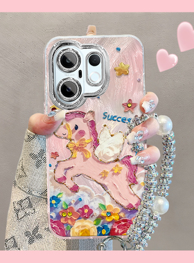 适用油画小马vivos30promini手机壳s20全包s19马年s18E可爱s17T卡通s16外壳s15新款12女10镜头膜防摔保护套