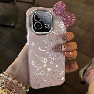 适用HelloKitty新款 女z8x羽纱z7可爱z5镜头膜蝴蝶结全包防摔保护套爱酷高级感 IQOOZ10turbo手机壳z9turbo
