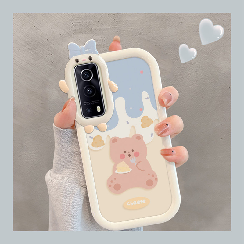 适用于vivoiqooz5x小怪兽手机壳卡通绘画奶酪熊可爱女vivov2131a透明