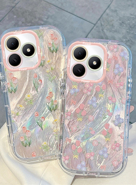 适用郁金香华为hi畅享80s手机壳70plus羽纱60X泡芙50pro夏日少女保护套20SE小清新10plus防摔70Z专用全包爆款