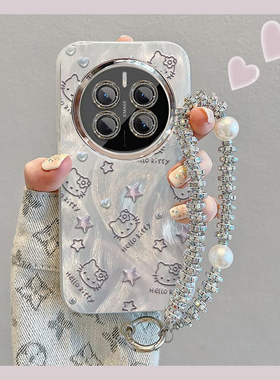 适用爱心猫华为mate70pro+手机壳60RS可爱50卡通40eins风30爆款羽纱新款少女心带镜头膜防摔保护套新品时尚