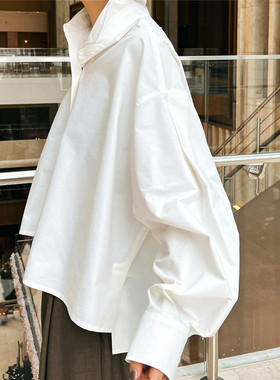 蝙蝠袖衬衫宽松大码娃娃衬衣不规则防晒衣bf学生百搭斗篷开衫外套
