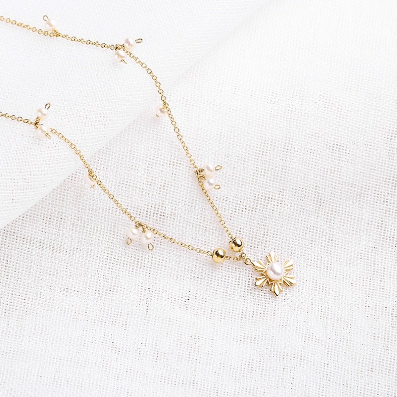 arkipelagus/偶屿18K金雪花项链淡水珍珠时尚链子小珍珠时尚首饰