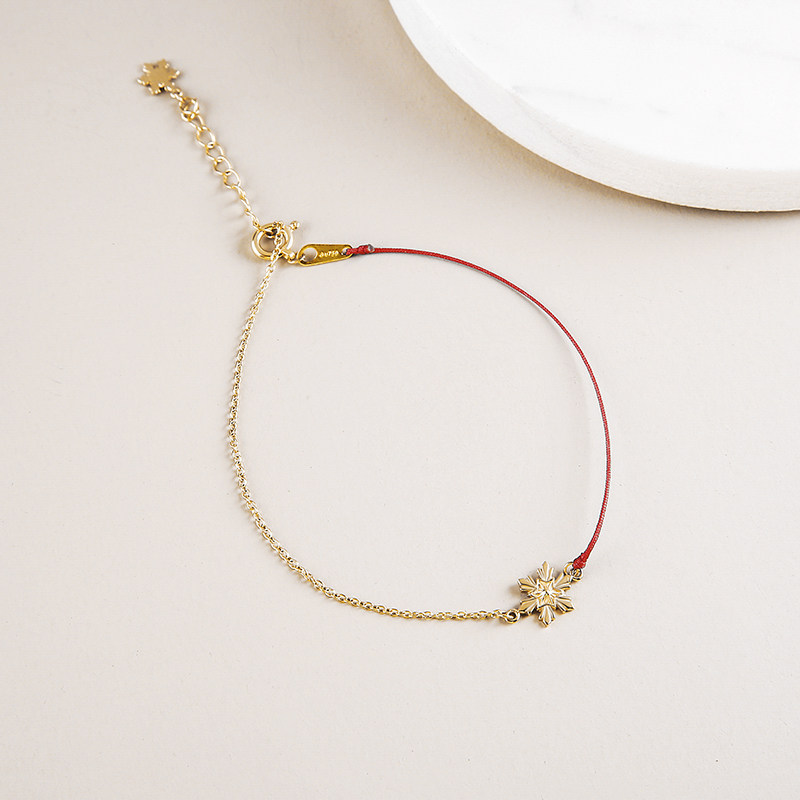 arkipelagus/偶屿18K金雪花手链红绳穿制守运手绳时尚首饰
