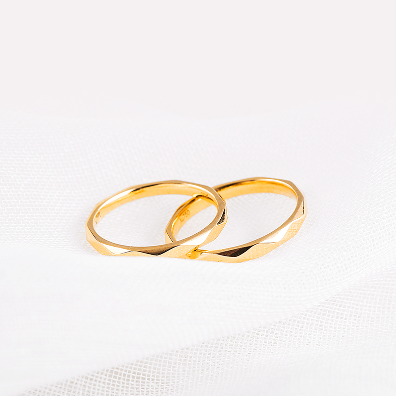 偶屿18K金简约风情侣婚戒