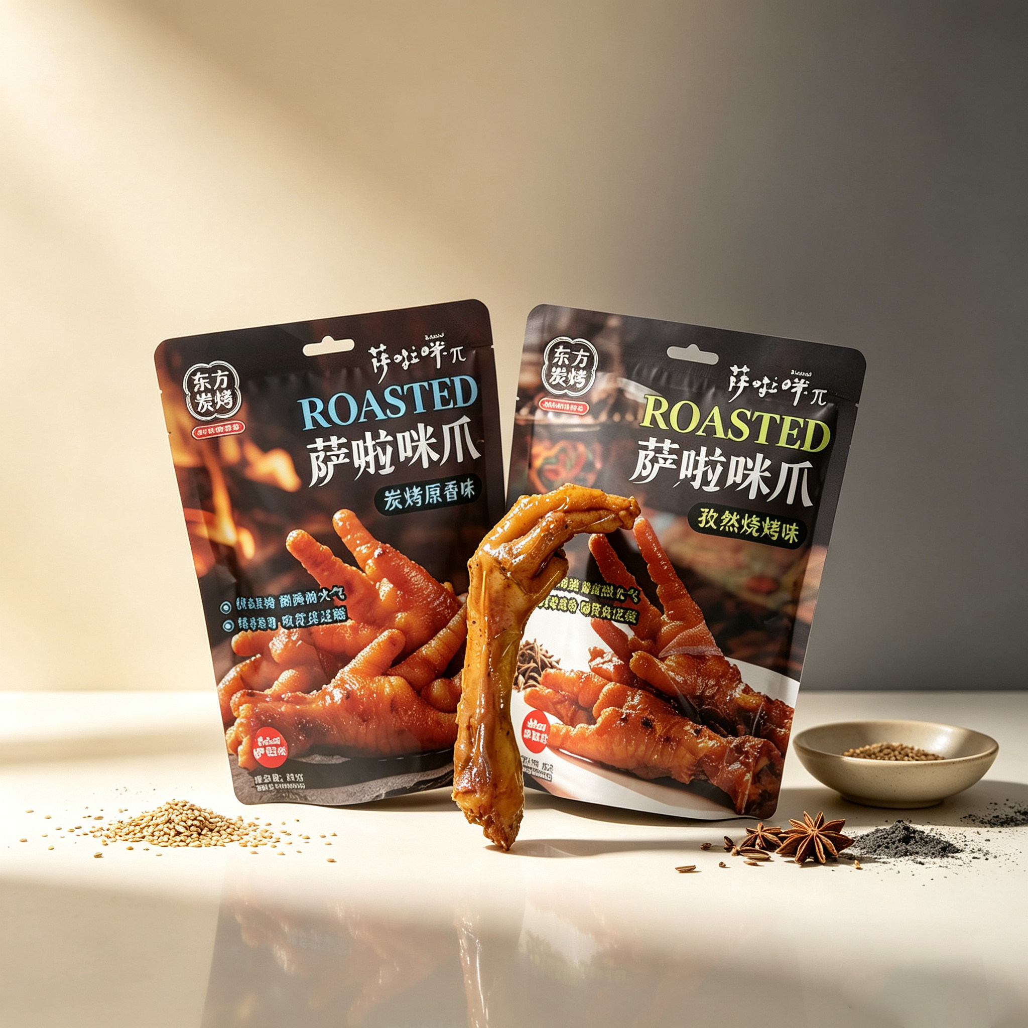 萨啦咪东方炭烤袋装鸡爪即食烧烤味零食小包装