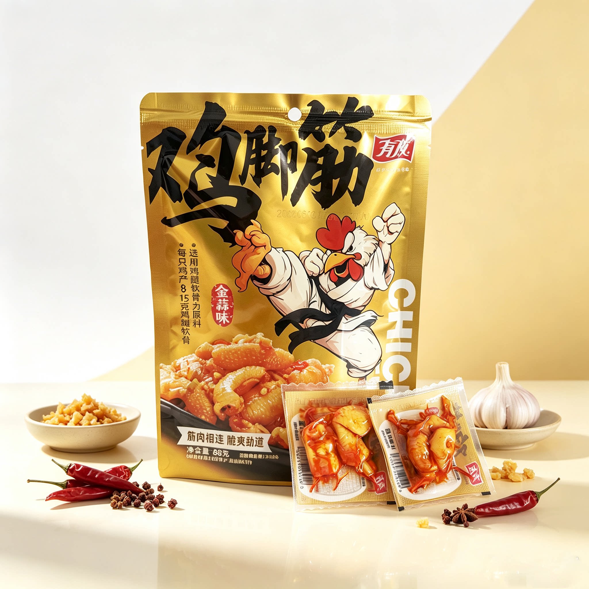 有友鸡脚筋金蒜味休闲零食袋装即食小包装