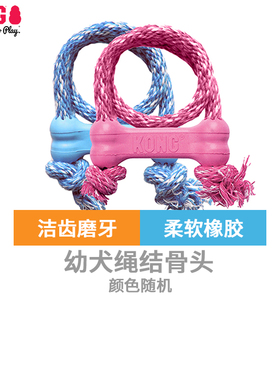KONG绳结骨头玩具耐咬天然橡胶小型犬智力训练幼犬磨牙棒狗玩具