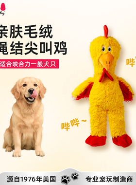 KONG狗发声玩具尖叫鸡耐咬绳结柯基金毛消耗体力宠物磨牙解闷神器