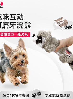 KONG狗狗绳结发声玩具浣熊拉扯磨牙大小型犬发泄自嗨解闷神器
