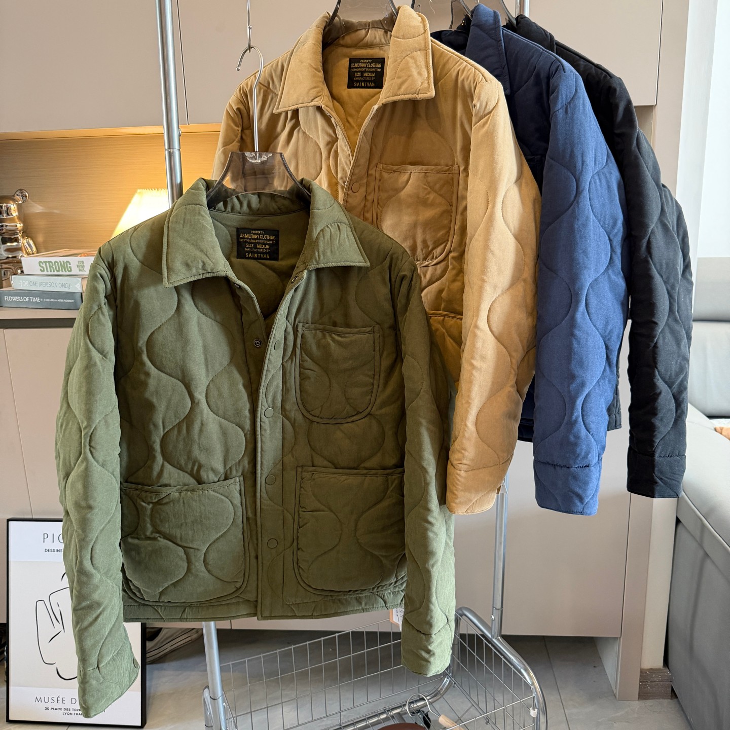 美式复古！水洗桃皮绒！葫芦格绗缝棉！秋冬男士翻领休闲保暖棉衣