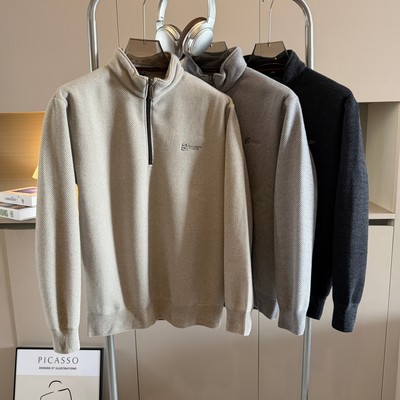 重磅加厚暖绒！软糯亲肤！秋冬新款男时尚刺绣保暖半拉链立领卫衣