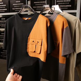 圆领亲肤休闲短袖 设计师线 T恤男 新品 夏季 山系户外 撞色拼接