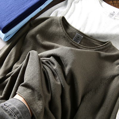 意式轻奢！100长绒棉！弹力透气 春夏薄款男士圆领休闲打底针织衫