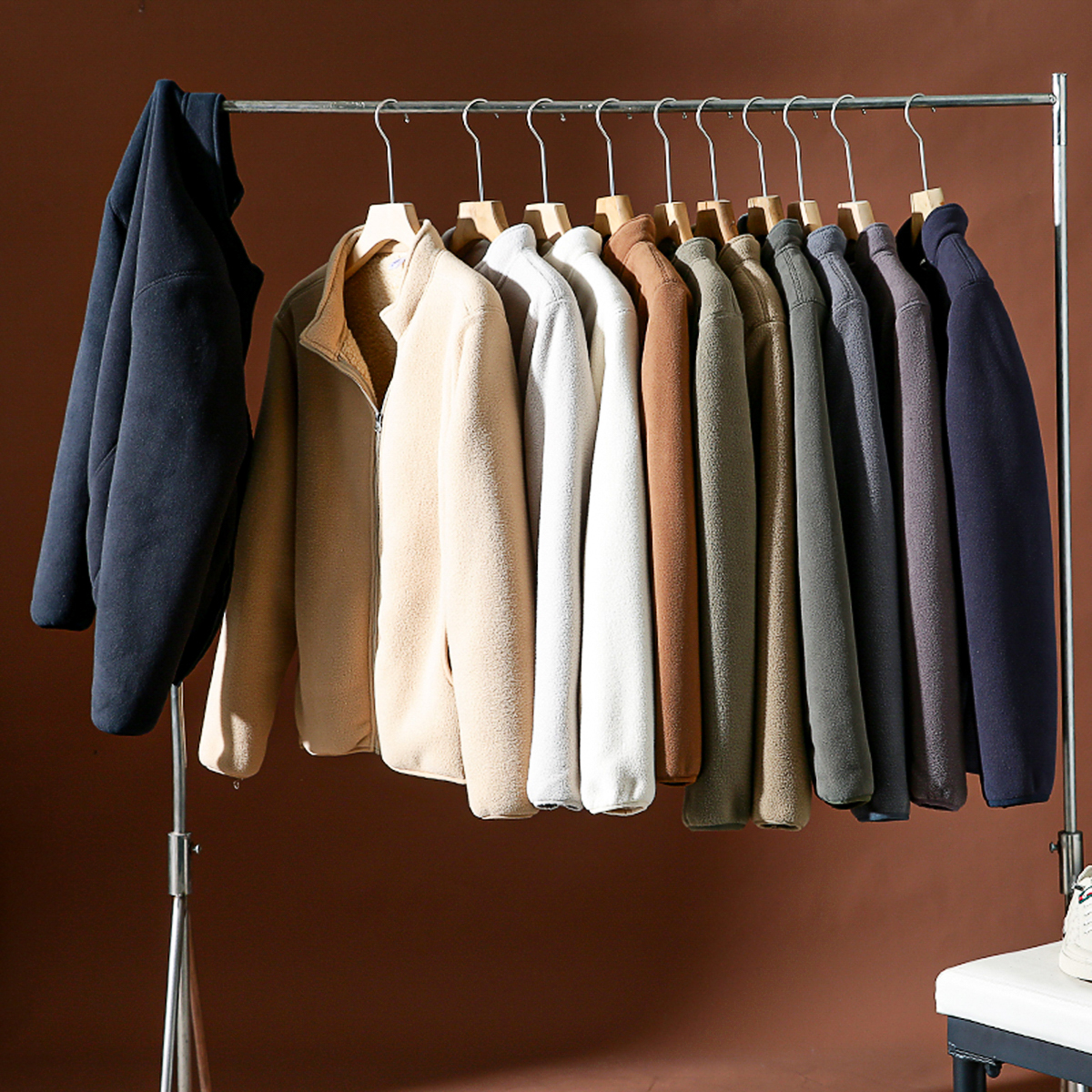 保暖仿羊羔绒＋摇粒绒立领外套