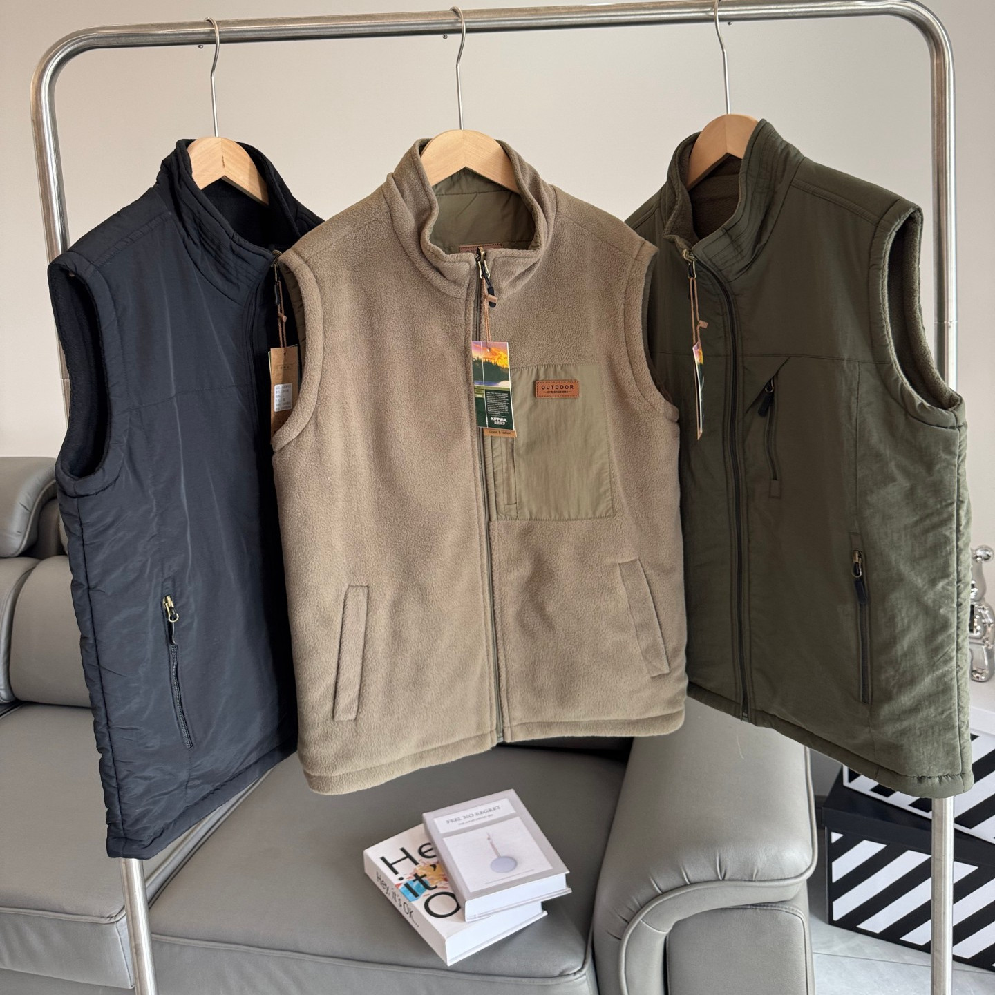 户外机能！双面可穿！秋冬男摇粒绒内里立领百搭防风保暖马甲外套