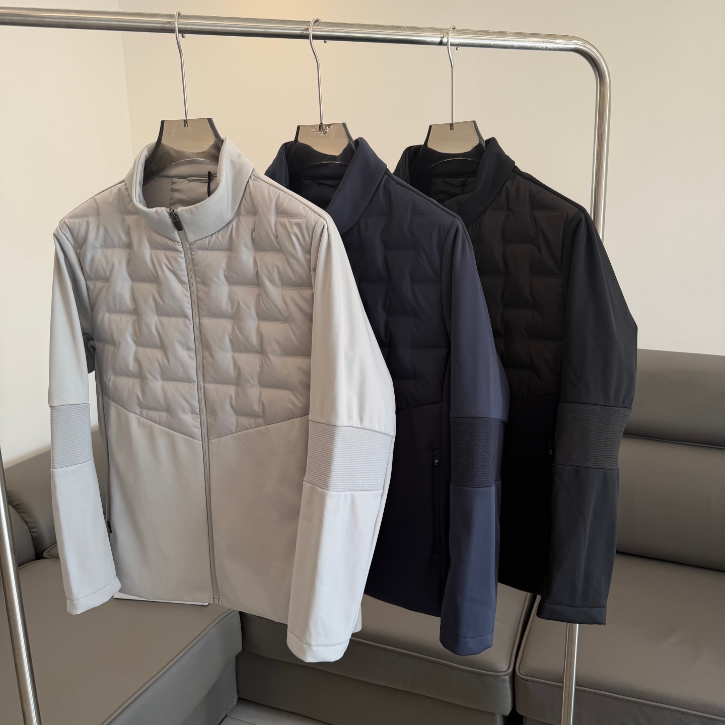 设计师款！90鸭绒+热反射！秋冬男士户外休闲针织拼接立领羽绒服