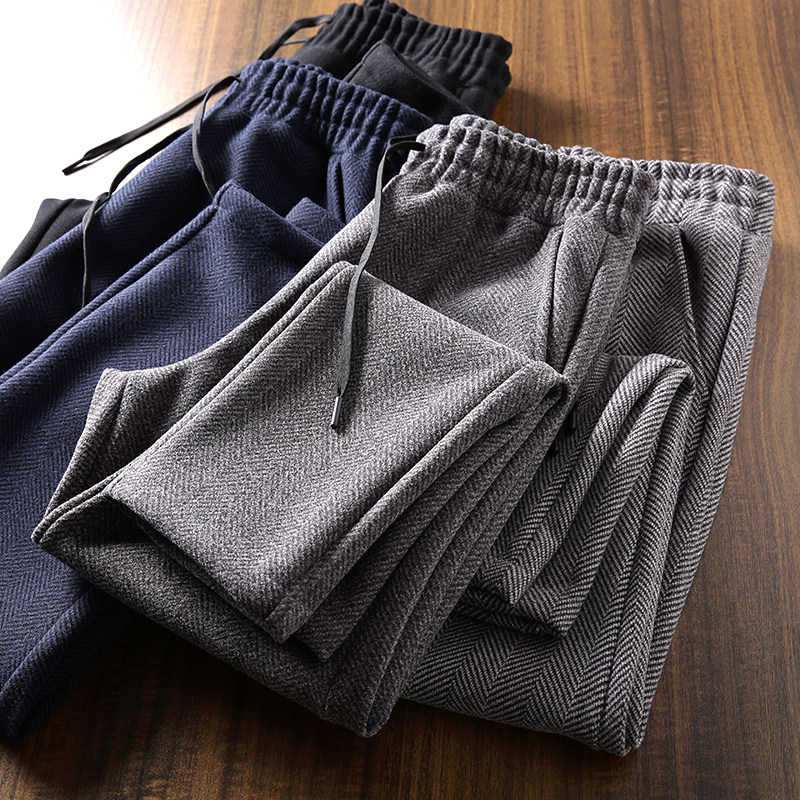 设计感！舒适柔软！人字纹肌理！冬季男士商务保暖加绒百搭休闲裤,男装,休闲裤,淘宝优惠券,粉丝福利购,淘宝优惠卷