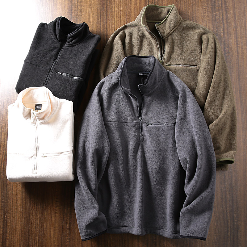 设计师线！双面摇粒绒！秋冬半拉链保暖亲肤立领套头卫衣抓绒衣男