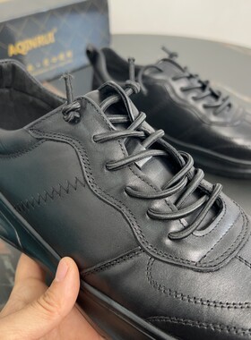 头层牛皮！商务通勤！春秋新品简约百搭黑色休闲鞋防滑底男士鞋子