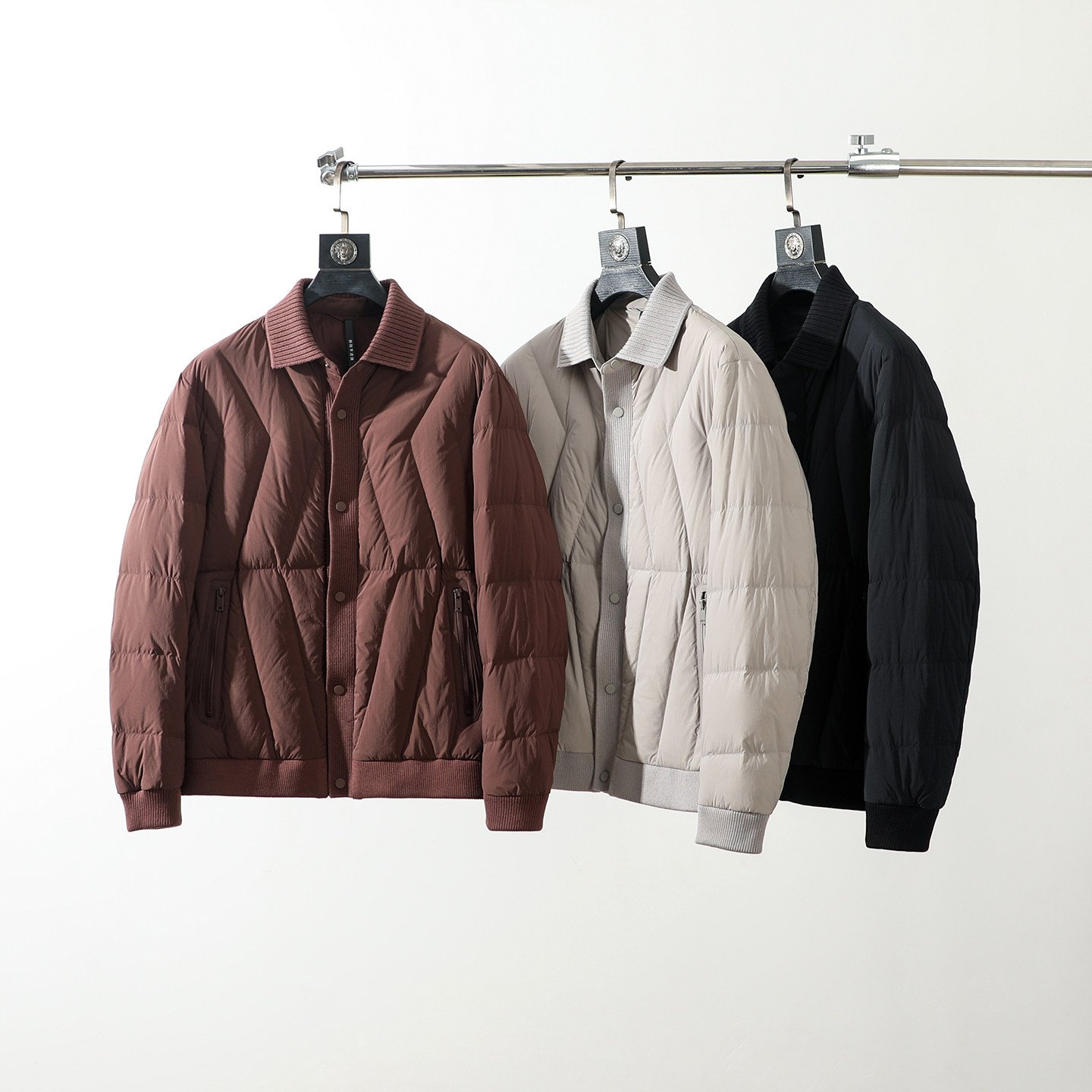 柜1990！3D立体绗缝！针织拼接！秋冬男都市休闲衬衫式百搭羽绒服,男装,羽绒服,淘宝优惠券,粉丝福利购,淘宝优惠卷