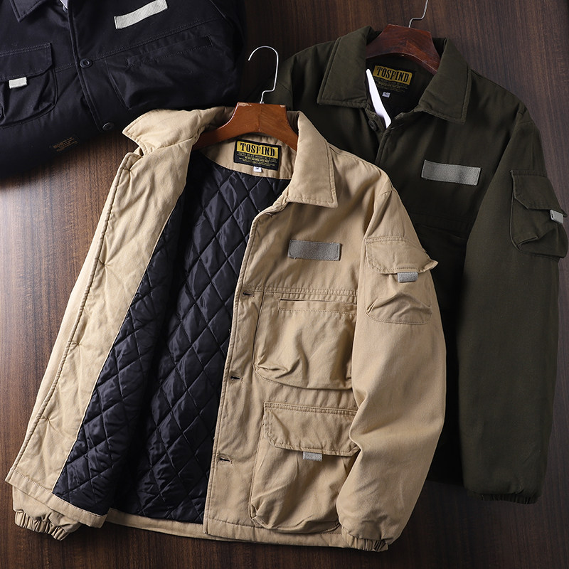 阿美咔叽秋冬新款男士水洗多口袋军事风宽松加厚工装棉衣夹克外套,男装,棉衣,淘宝优惠券,粉丝福利购,淘宝优惠卷