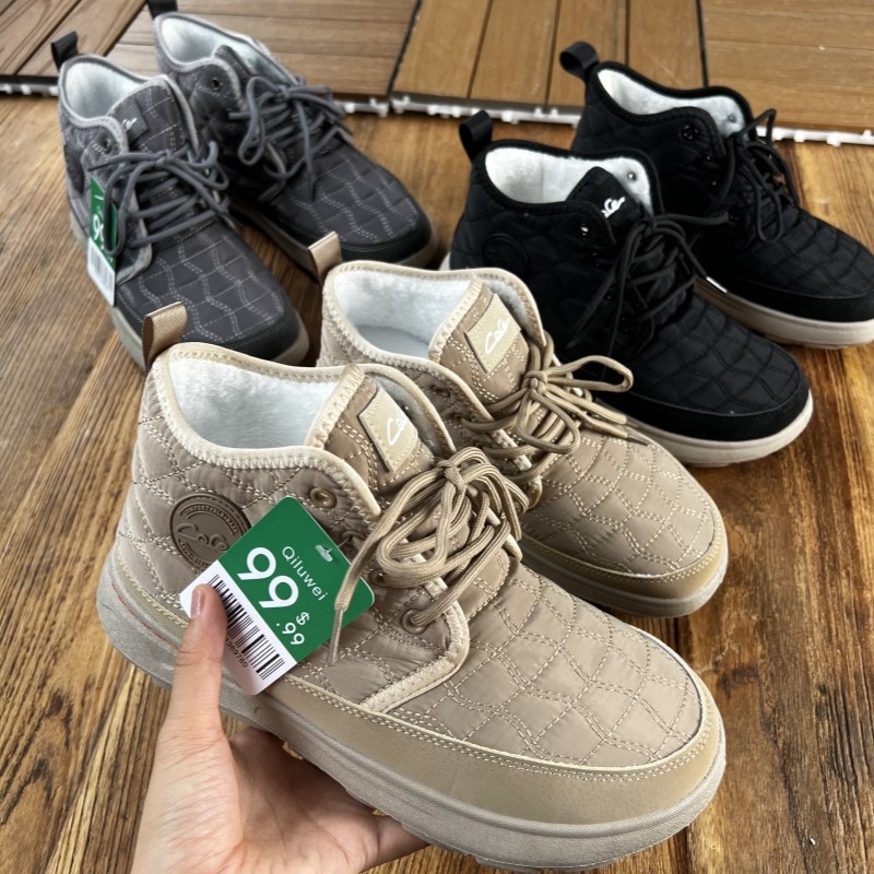 一双可过冬！雨伞布加绒！冬季男士户外系带保暖雪地靴休闲低帮鞋,流行男鞋,时尚休闲鞋,淘宝优惠券,粉丝福利购,淘宝优惠卷