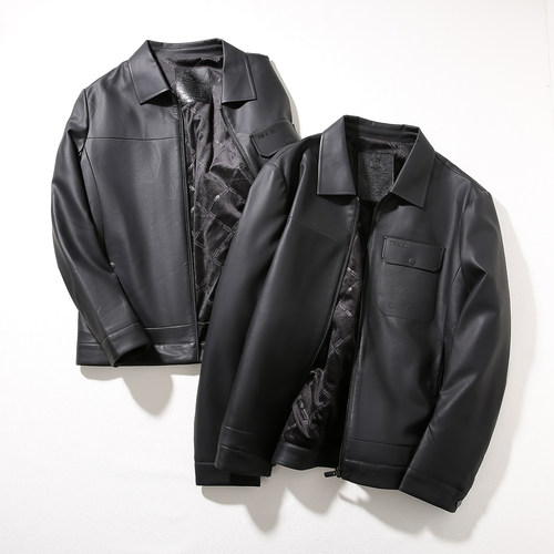 太值了！清仓高端猛货嘎嘎帅！秋冬加绒多口袋皮衣夹克简约外套男