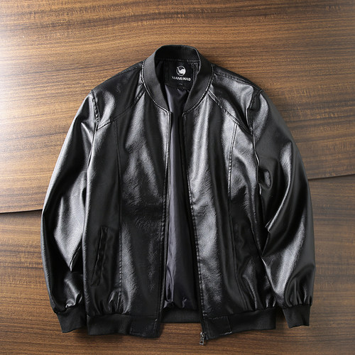 时尚休闲百搭棒球领外套皮衣