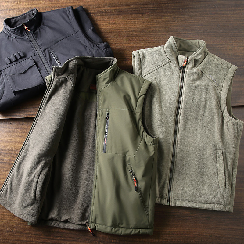 双面可穿！户外机能！冬季男士时尚加绒多口袋工装立领厚马甲背心,男装,常规马甲,淘宝优惠券,粉丝福利购,淘宝优惠卷