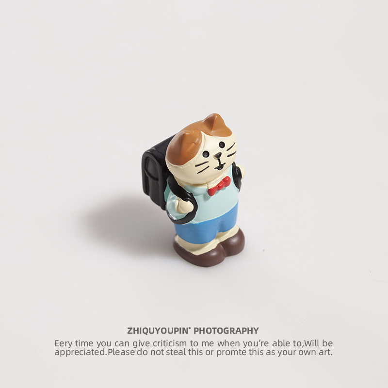 神兽上学了背书猫猫软装装饰摆件