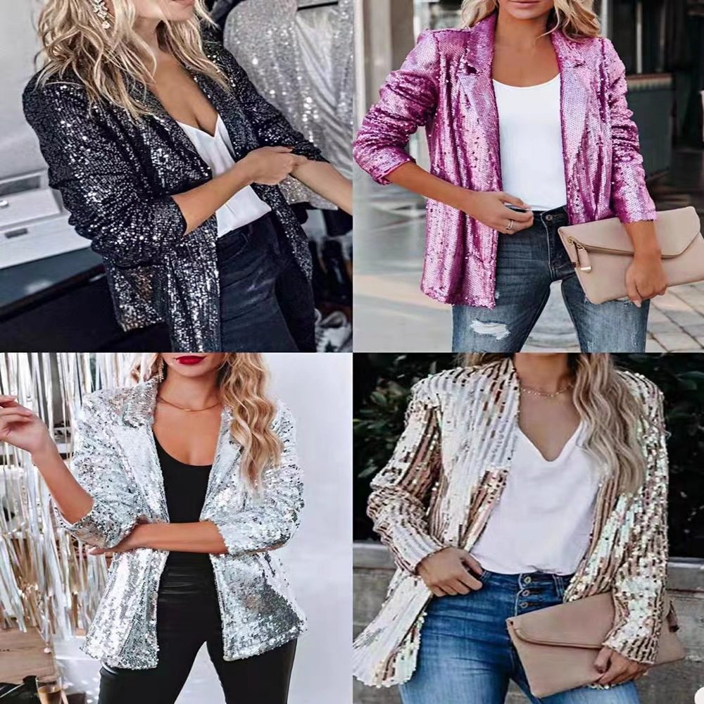 2026 cardigan loose casual sequined suit jacket 亮片西装外套,女装/女士精品,西装,淘宝优惠券,粉丝福利购,淘宝优惠卷