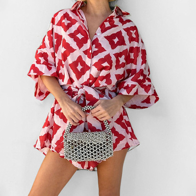 2025 elegant casual loose printed strap jumpsuit