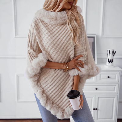 2026 vintage plaid knitted cape shawl 针织斗篷披肩