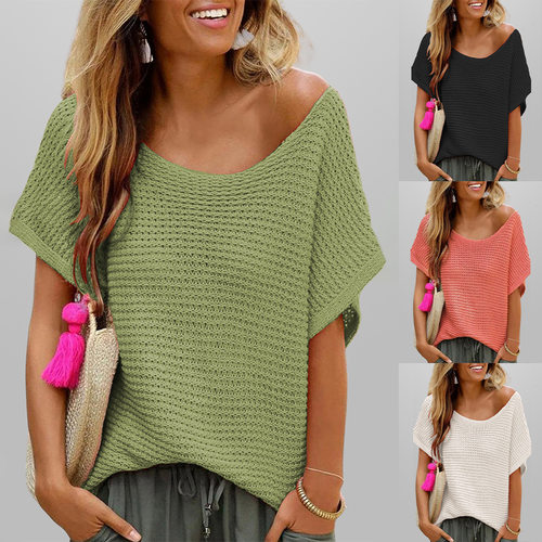 2026 casual solid color knitted sweater loose top 针织衫