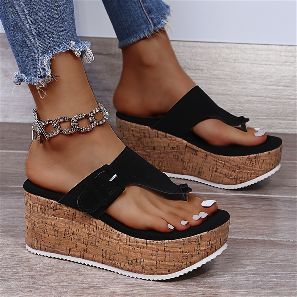 Women's shoes large wedge heel women's buckle sandals  凉鞋 女鞋 人字拖 原图主图