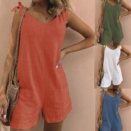 Cotton and linen patch pocket loose jumpsuit 口袋宽松连体裤