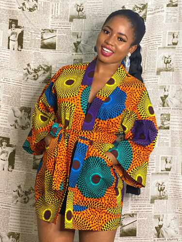 Big size 3xl Print patchwork waistband pocket kimono dress