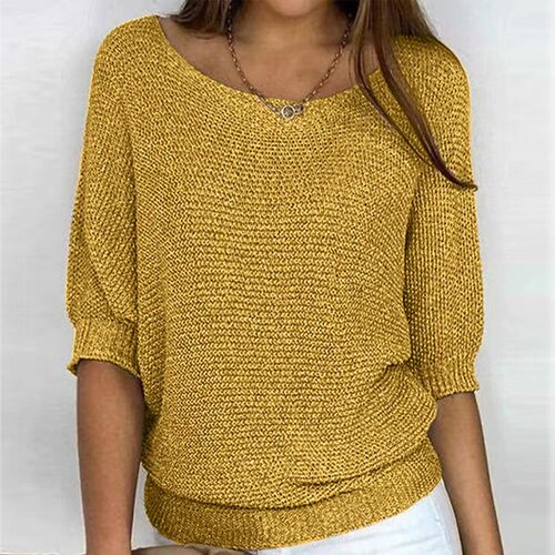 Round neck knitted women's top, air-conditioned sweater 上衣