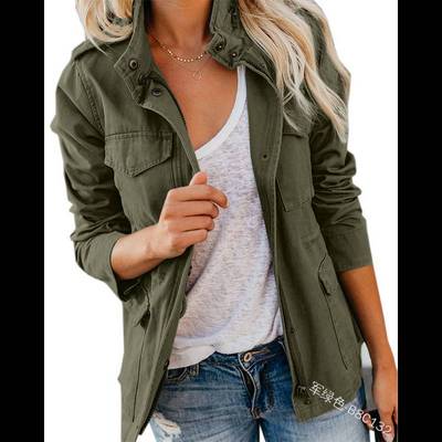 2024 Fashionable Solid Color Loose Zipper Jacket Coat 外套