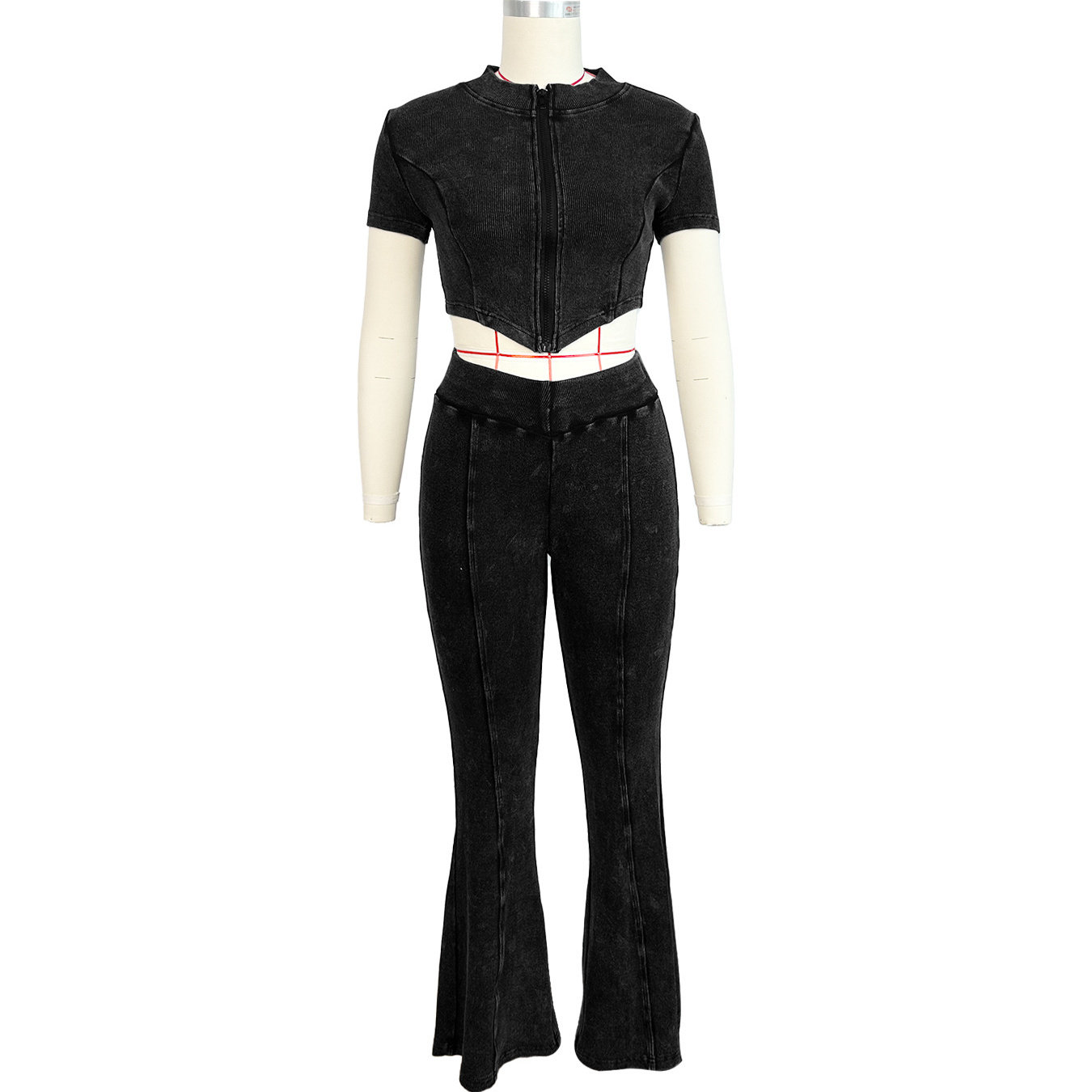 2025 washed V-shaped hem short sleeved speaker set