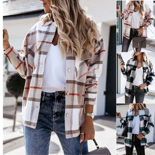 fashionable jacket long sleeved pattern 2025 checkered shirt