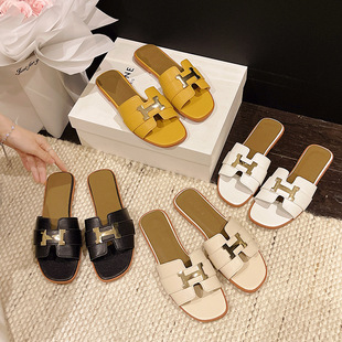 flat bottomed square toe sandals vacation beach shoes 沙滩鞋