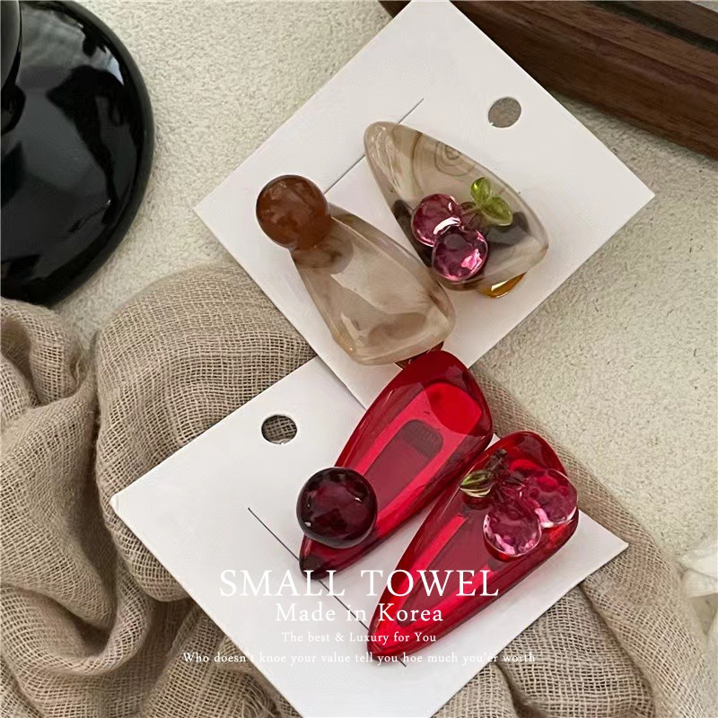 韩国东大门进口少女甜美果冻樱桃对夹侧边夹刘海碎发夹发卡子头饰