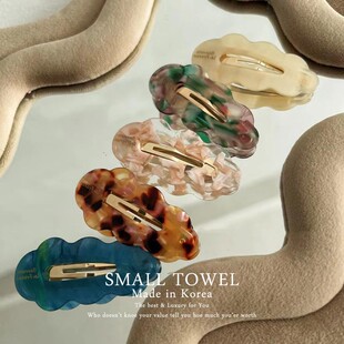 韩国进口2023秋冬进口高级小金标云朵侧边夹刘海碎发夹网红发卡子