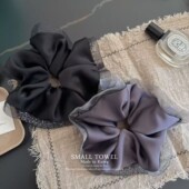 韩国进口高级1990法式 缎面水钻网纱大肠圈马尾皮筋丸子头发绳发饰