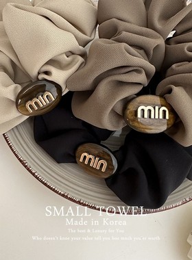 韩国东大门进口高级感黑咖色min大肠发圈丸子头绳高马尾皮筋头饰