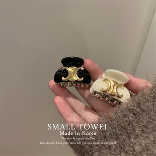 韩国进口法式 高级小香风黑白色小抓夹刘海发卡子小号鲨鱼夹子发饰