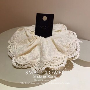 韩国nyu法式高级蕾丝花边大号发圈马尾皮筋头绳双层发绳发饰头花